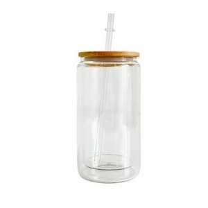 Clear Glass Mason Jar with Wooden Sublimation Lid