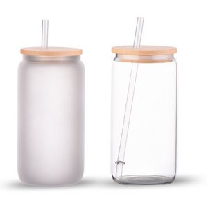 16oz Glass Cups With Bamboo Lids