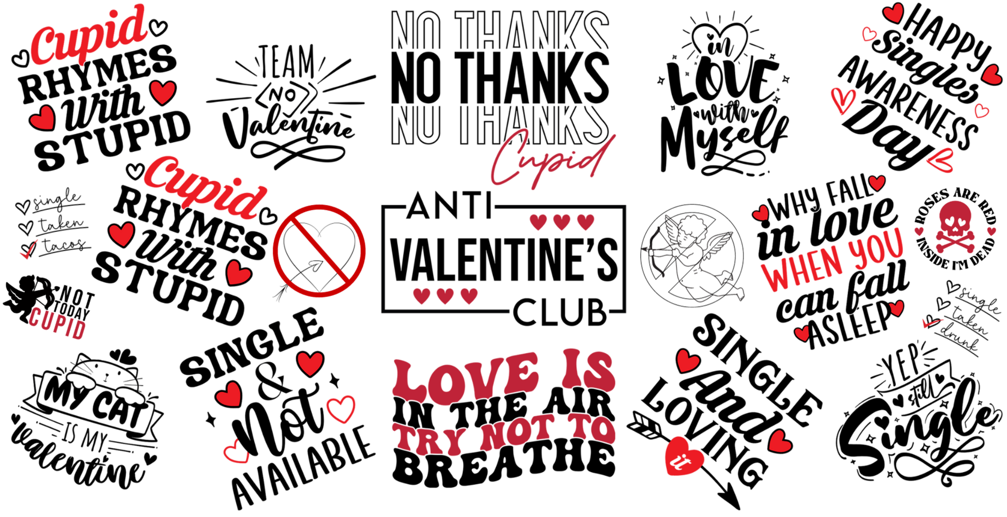 Anti Valentines Club UV DTF Cup Wrap - My Vinyl Craft