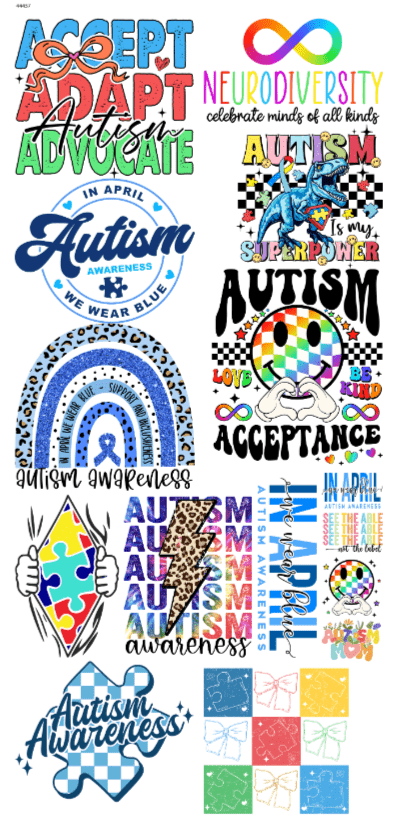 Autism Is Awesome Pre - Made Gangsheet - My Vinyl Craft