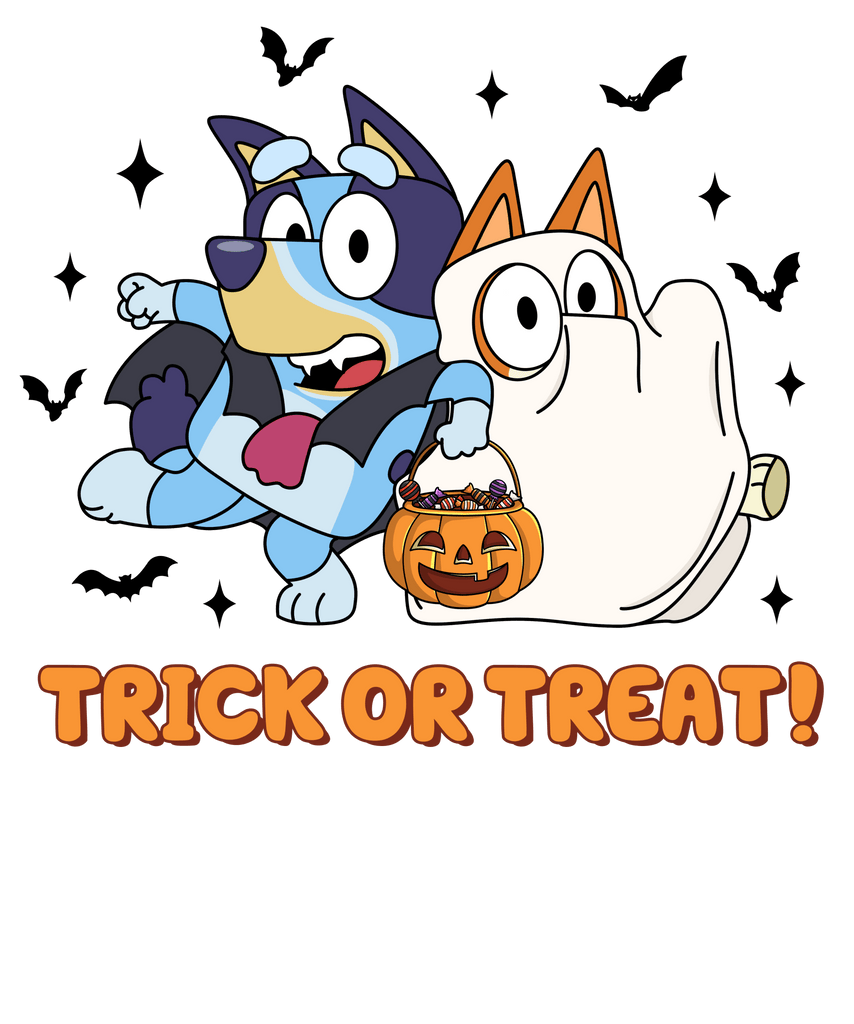 Bluey Trick or Treat DTF Transfer - My Vinyl Craft