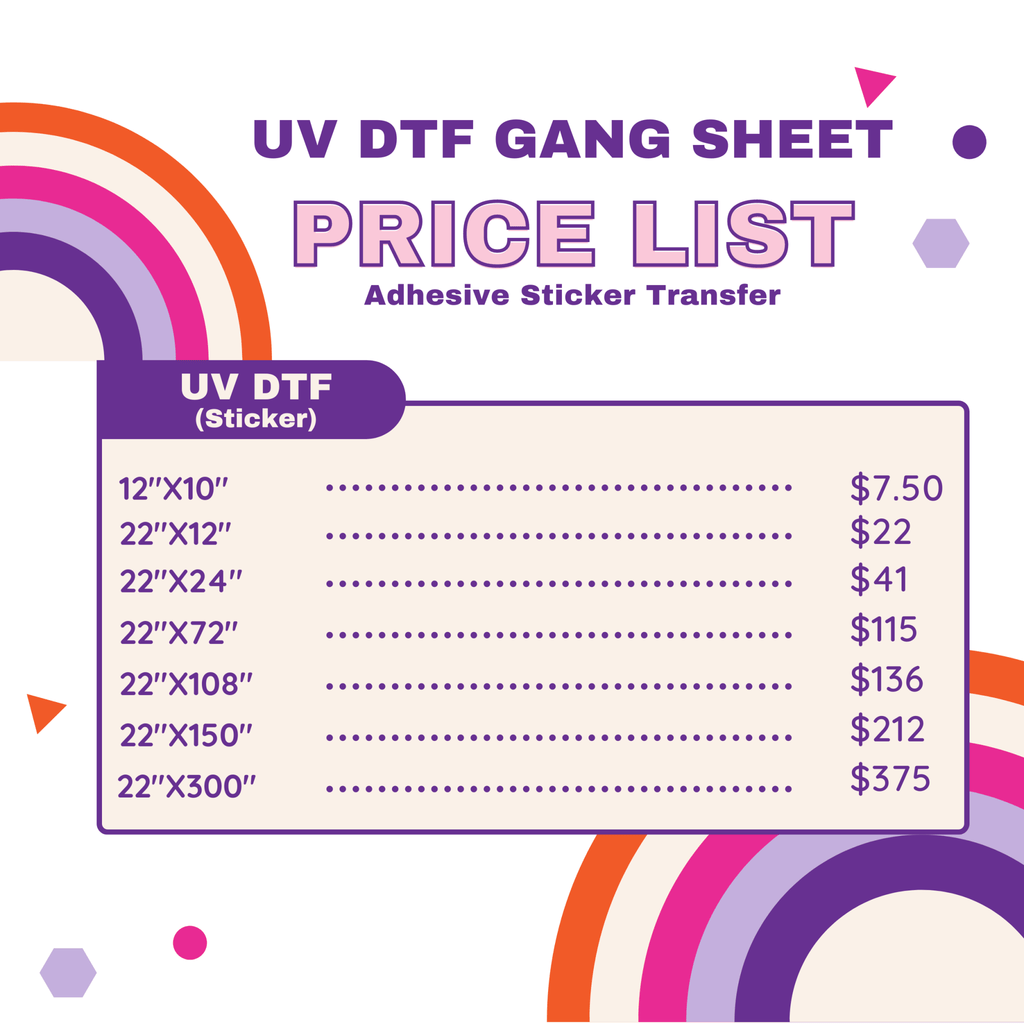 Custom UV DTF Gang Sheet 3 - 5 Business Day Turn Around Time. - My Vinyl Craft