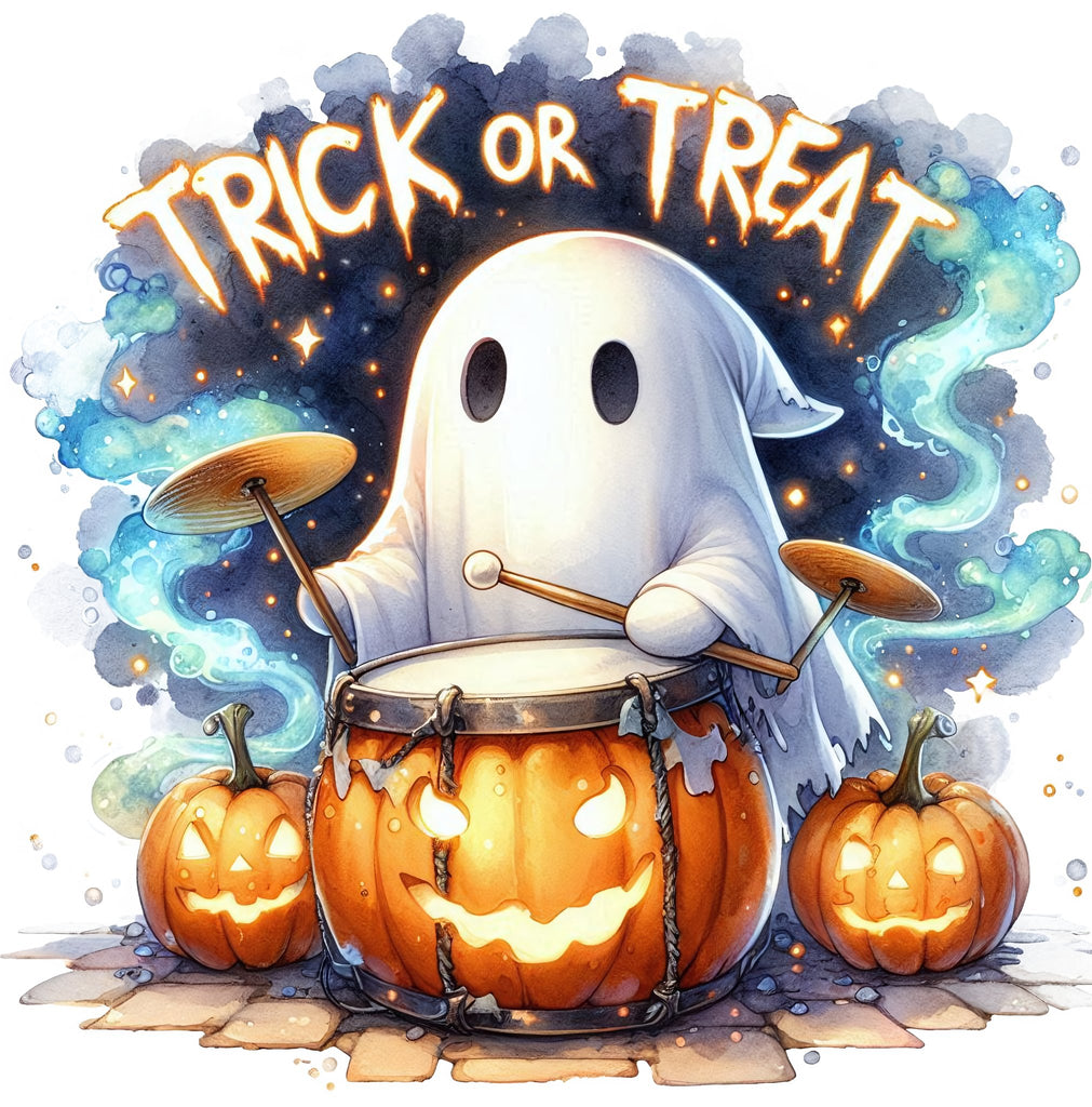 Drummer Ghost Trick or Treat DTF Transfer - My Vinyl Craft