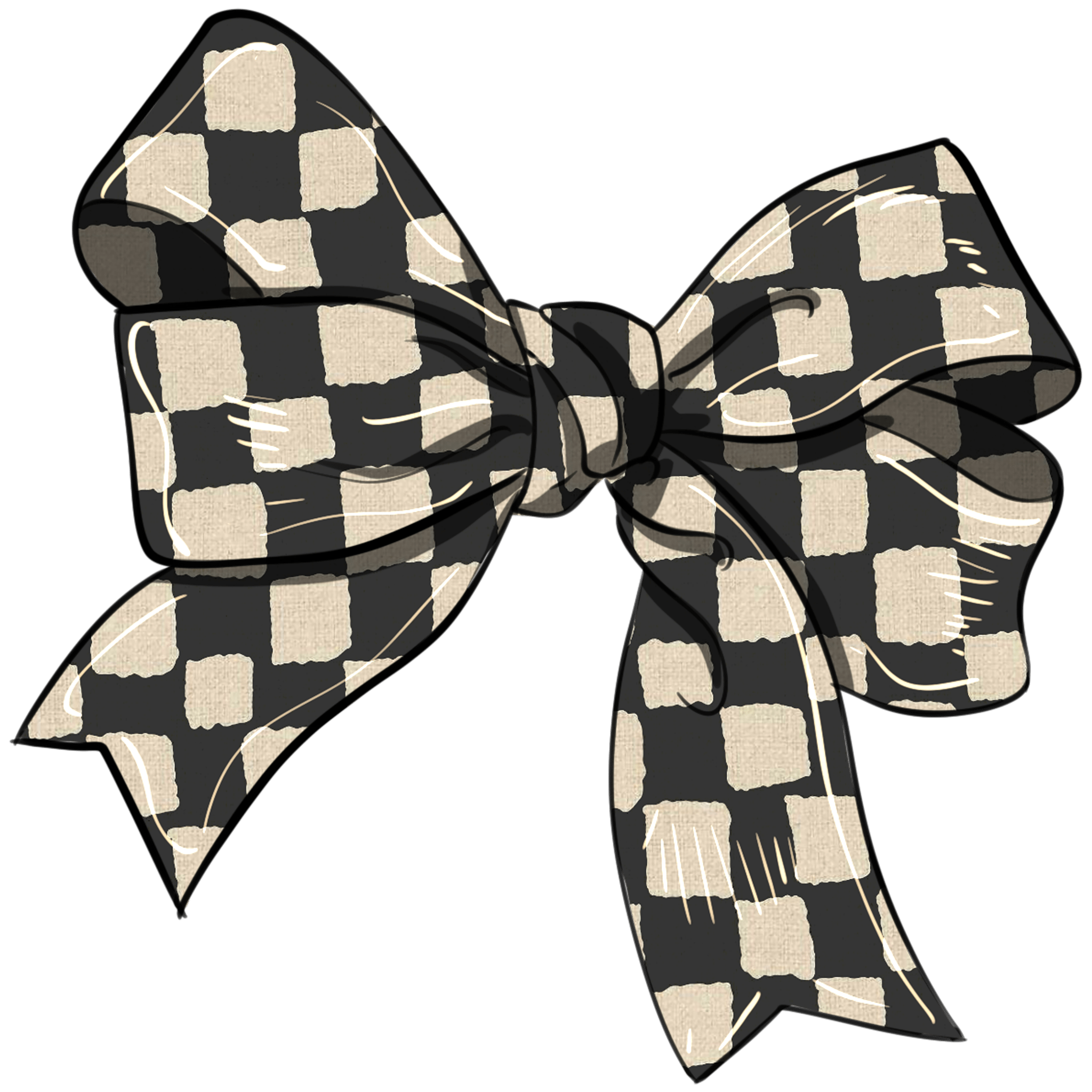 E3 - Checkered Bow DTF Transfer - My Vinyl Craft