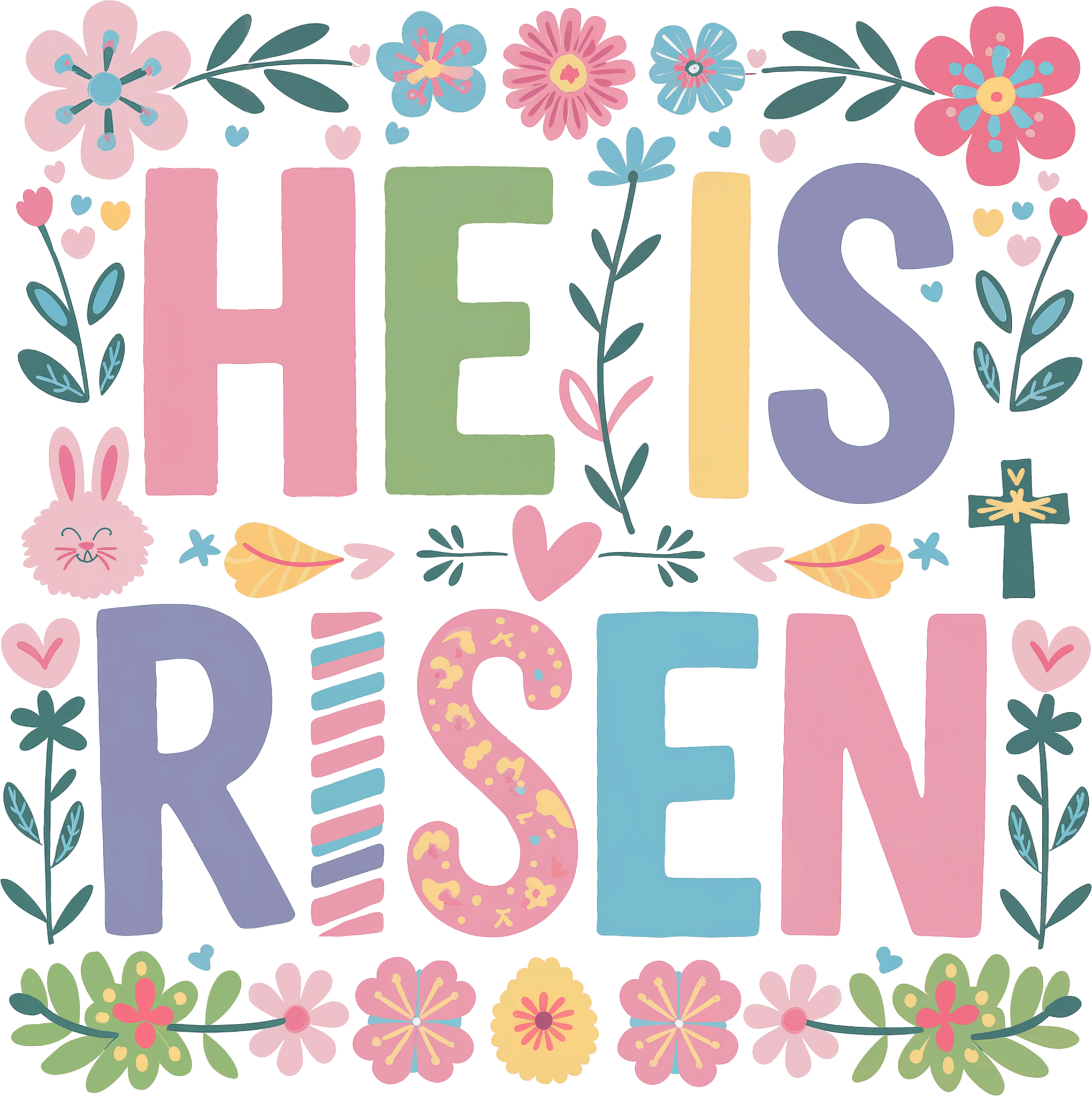 ET30 - He is Risen Flowers DTF Transfer - My Vinyl Craft