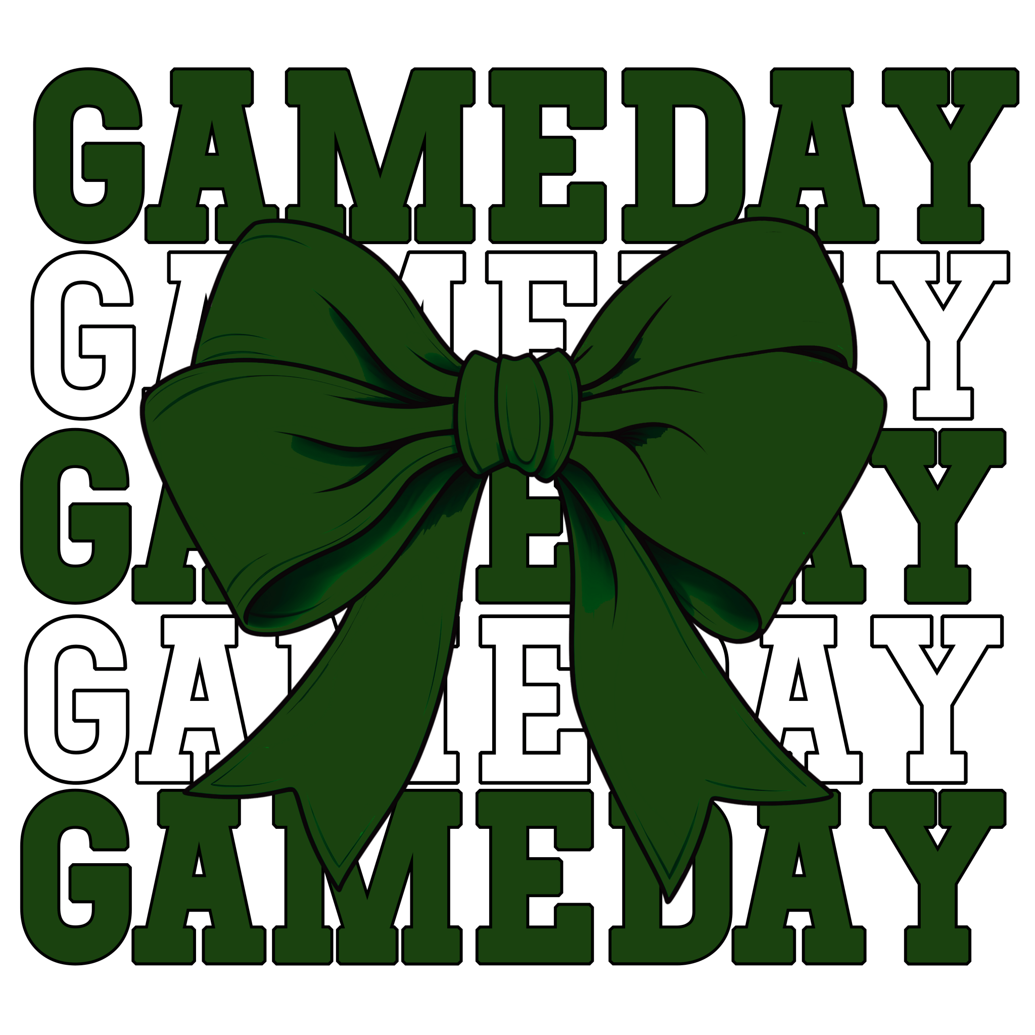 Gameday Bow Dark Green - DTF Transfer - (SP13) - My Vinyl Craft