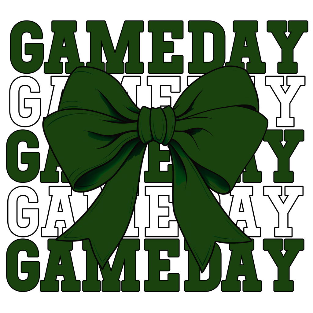 Gameday Bow Dark Green - DTF Transfer - (SP13) - My Vinyl Craft