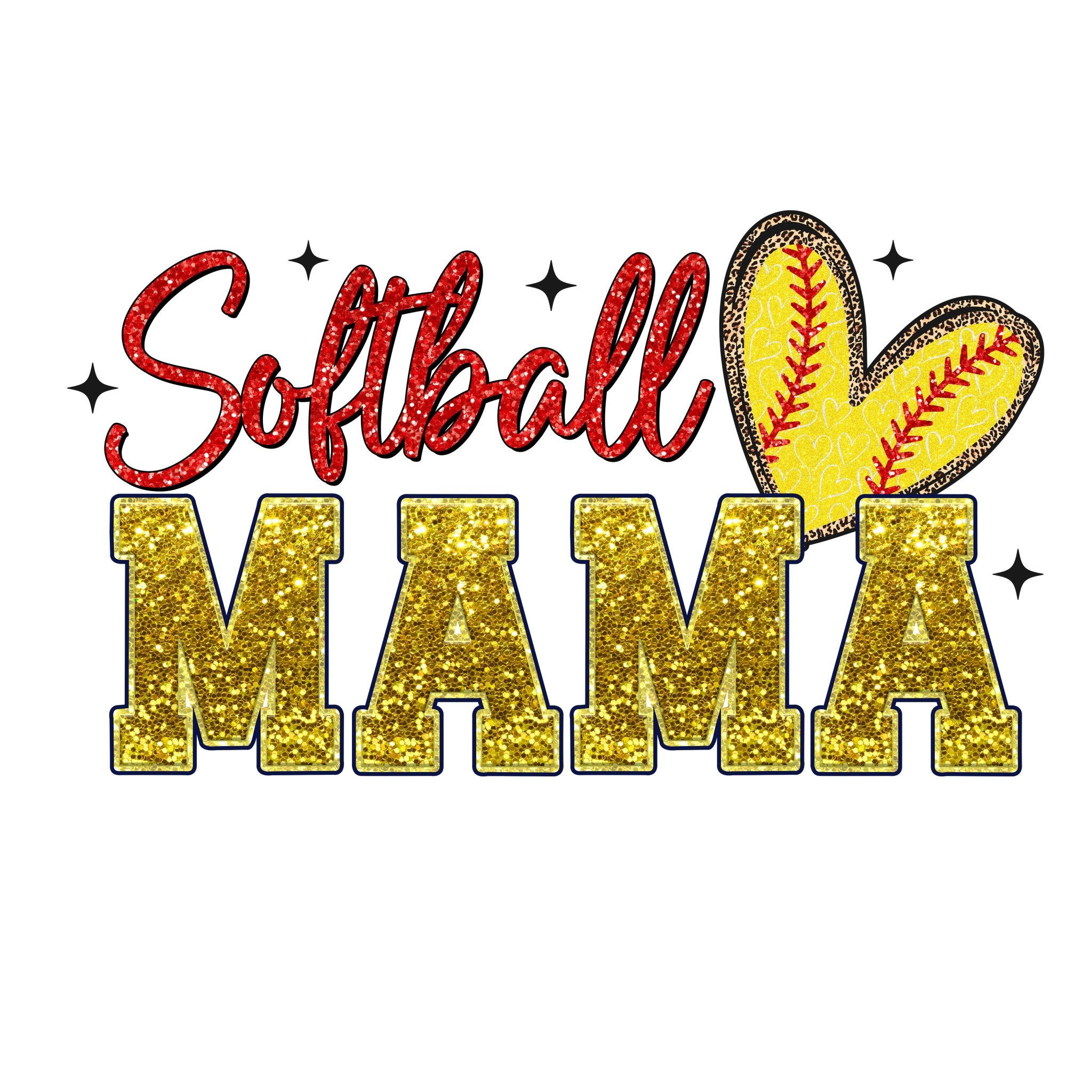 Glitter Softball Mama DTF Transfer - My Vinyl Craft