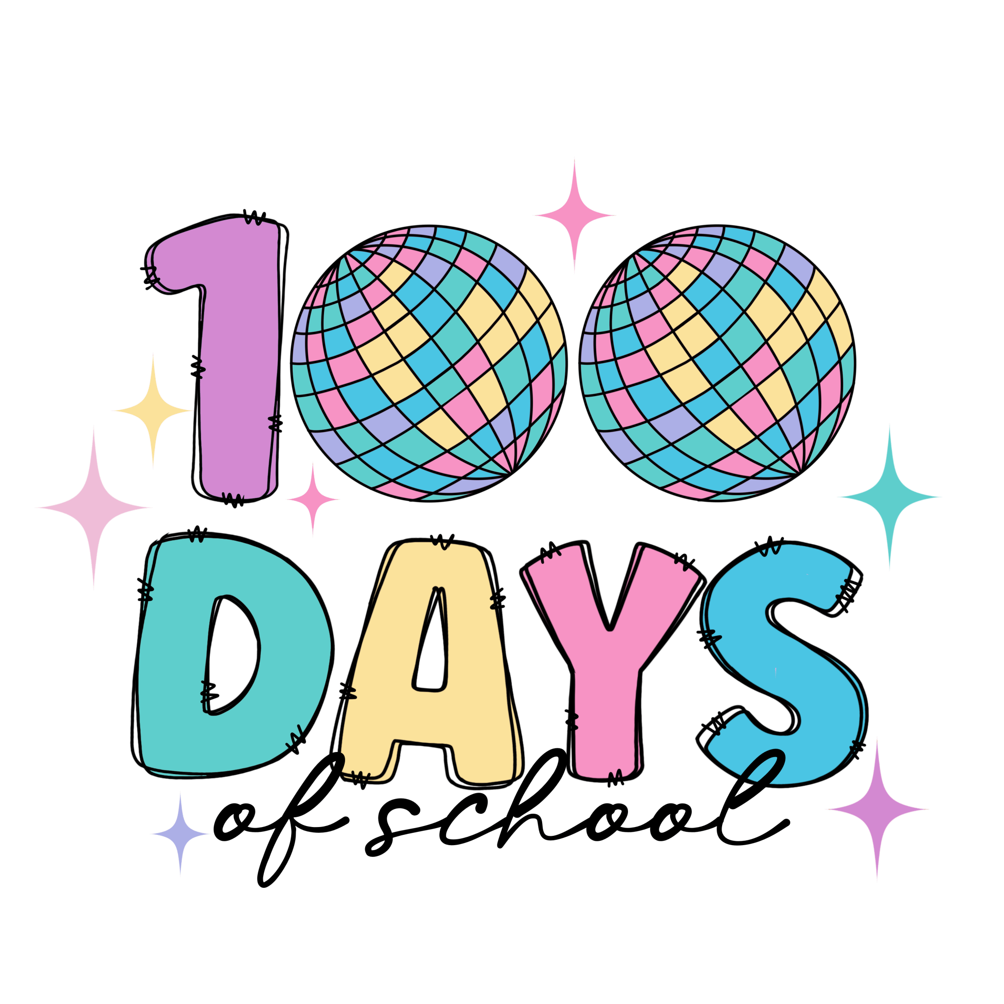 H1 - 100 Days Retro Disco DTF Transfer - My Vinyl Craft