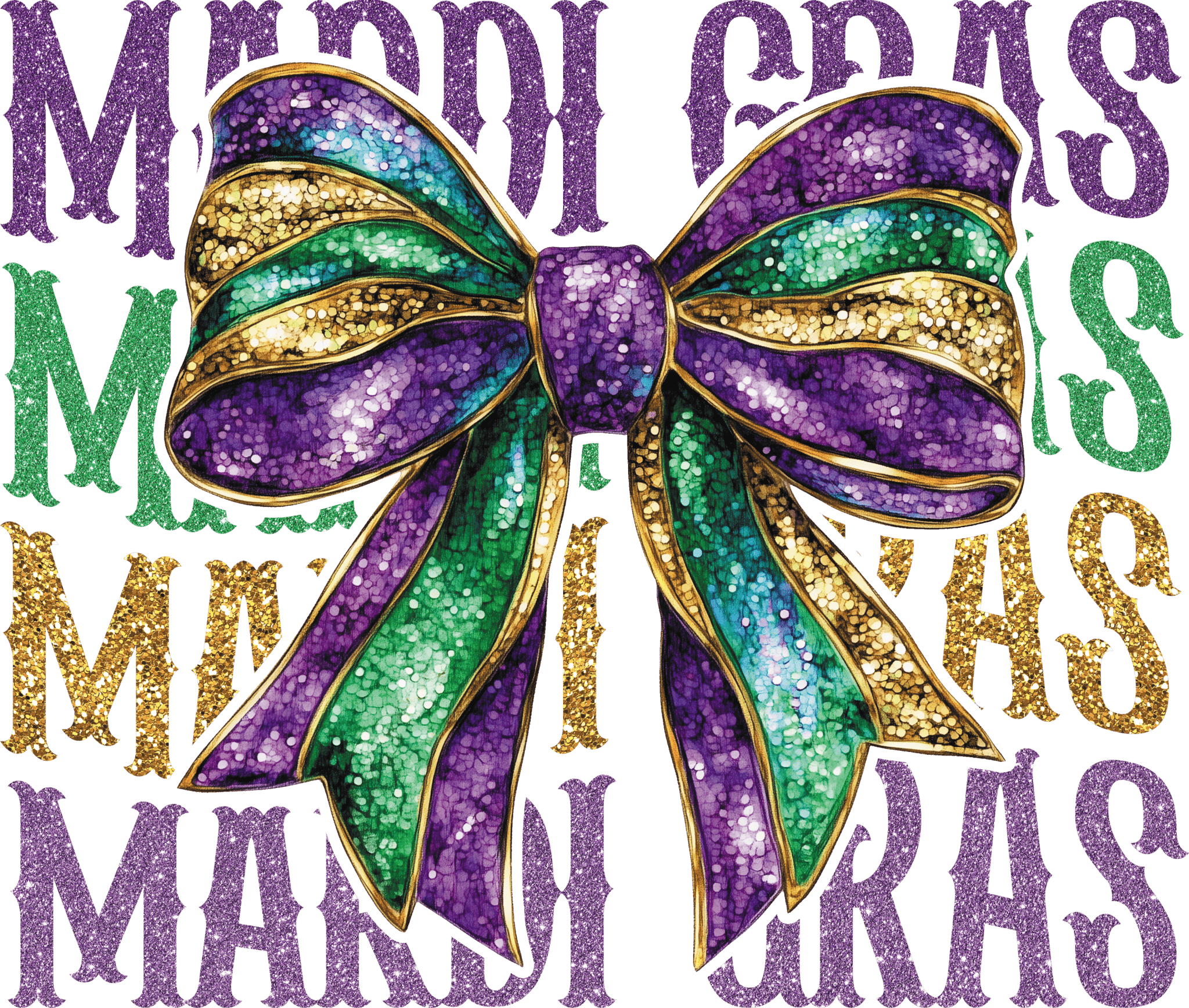 MG1 - Mardi Gras Bow DTF Transfer - My Vinyl Craft