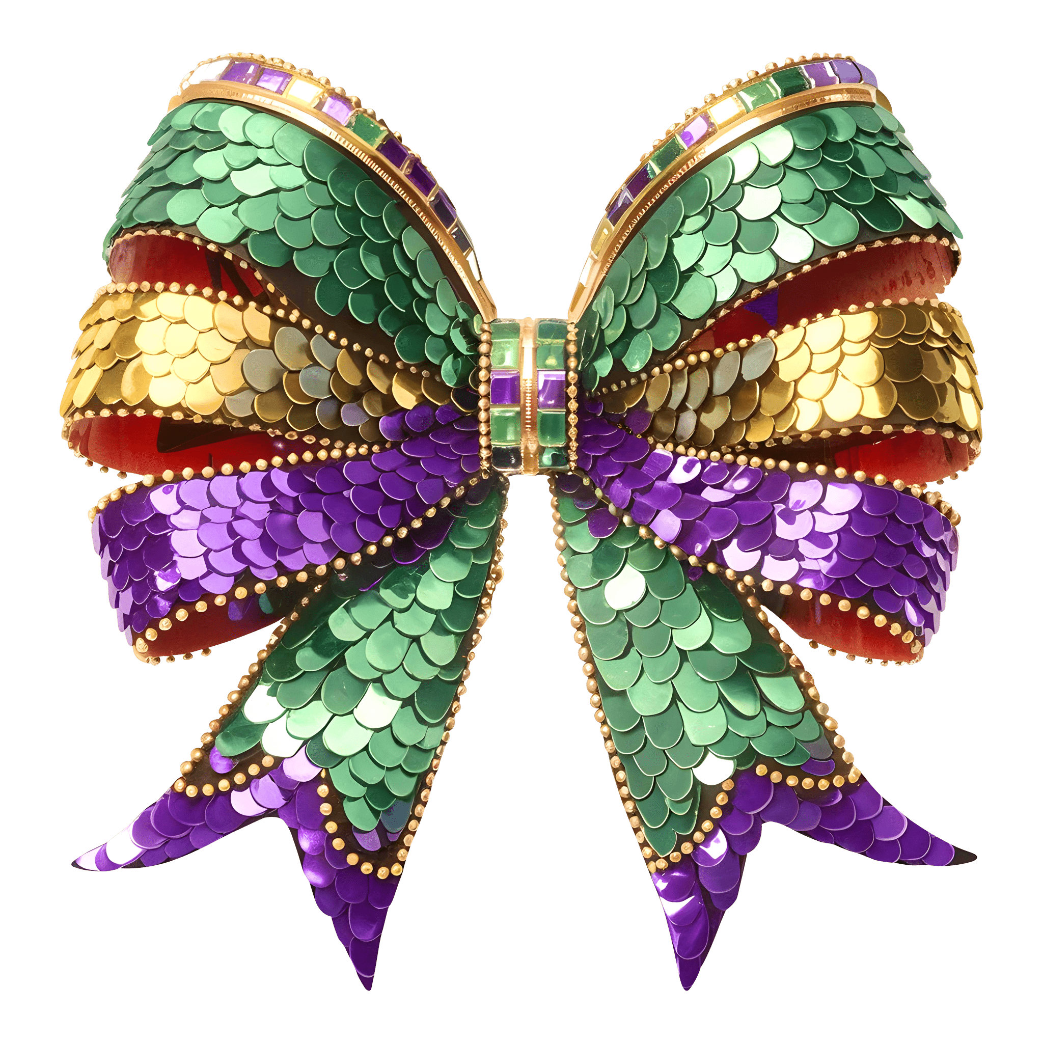 MG7 - Sequins Mardi Gras Bow DTF Transfer - My Vinyl Craft