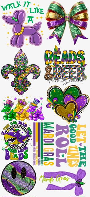 Pre - Made Mardi Gras Whoop Whoop Gangsheet - My Vinyl Craft