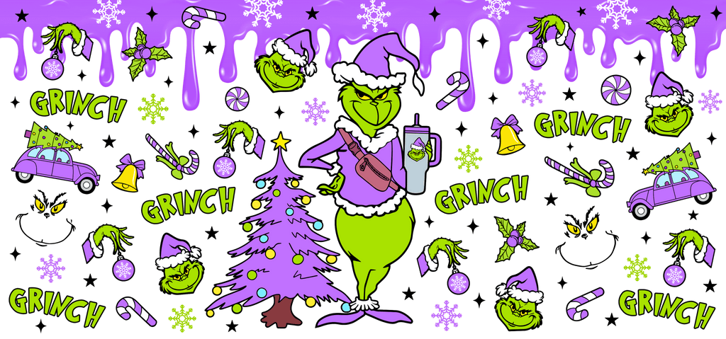 Purple Grinch UV DTF Cup Wrap - My Vinyl Craft