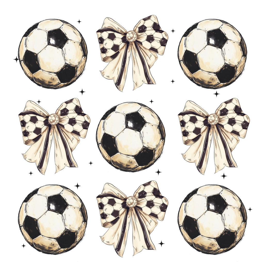 Soccer Bow Collage DTF Transfer - My Vinyl Craft