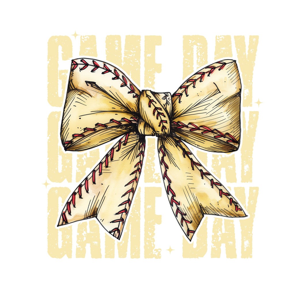 Softball Gameday Bow DTF Transfer - My Vinyl Craft