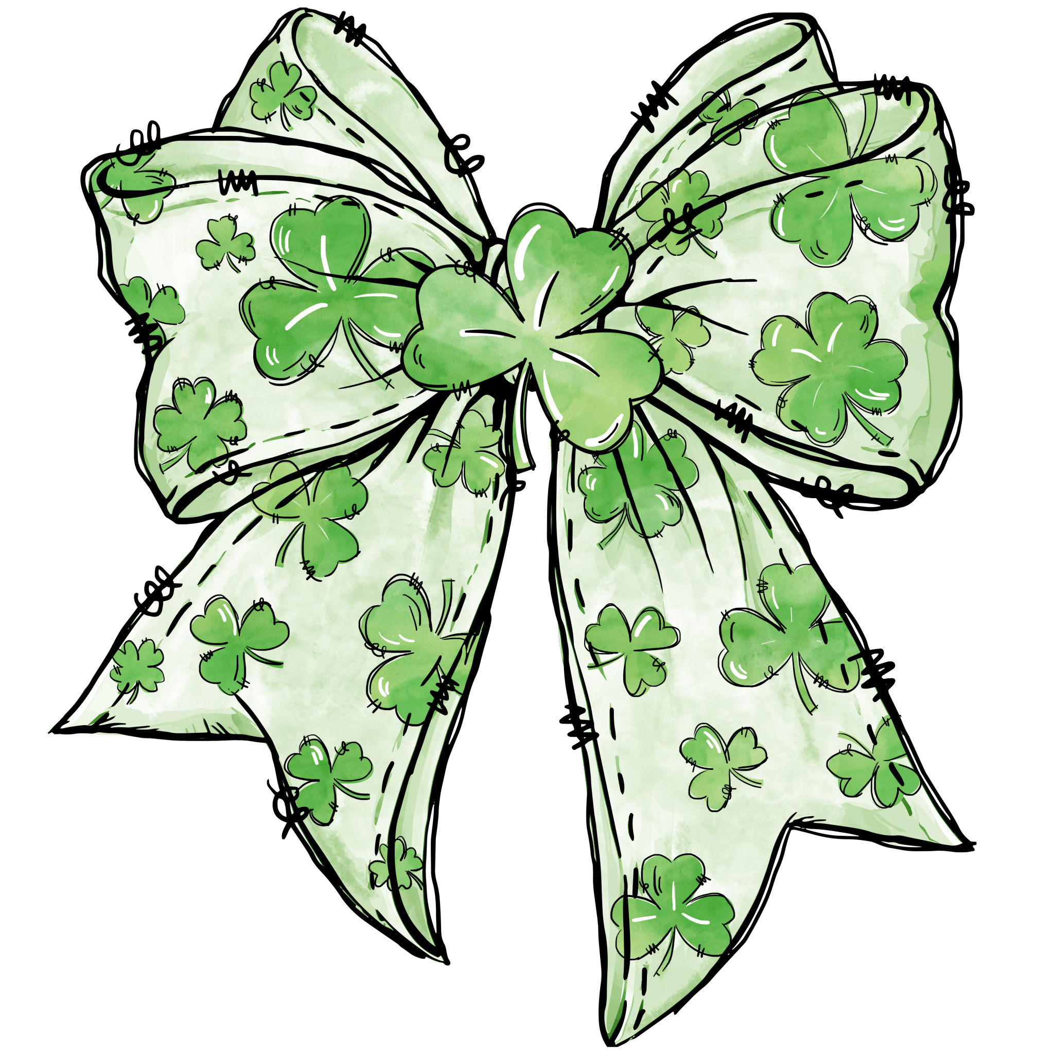 STP28 - Lucky Clover Bow DTF Transfer - My Vinyl Craft