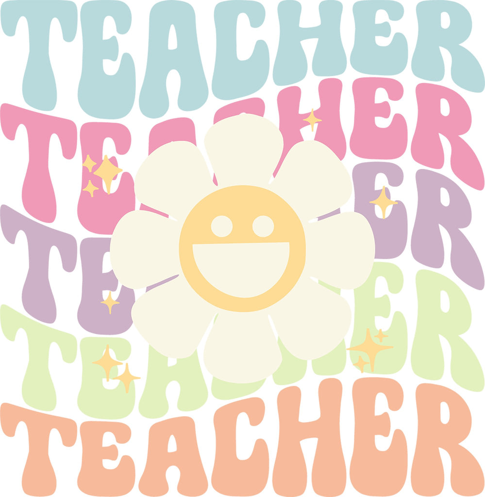 Teacher Groovy Flower DTF Transfer - T15 - My Vinyl Craft