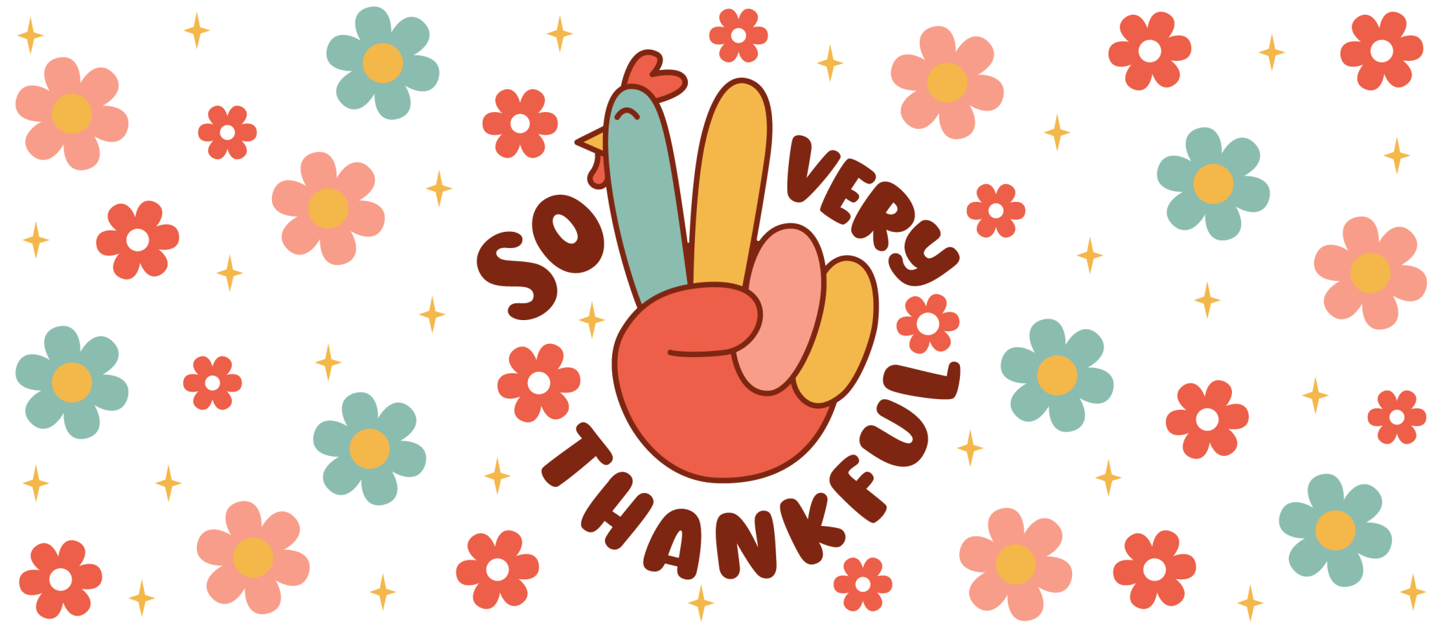 Thankful Turkey UV DTF Cup Wrap - My Vinyl Craft