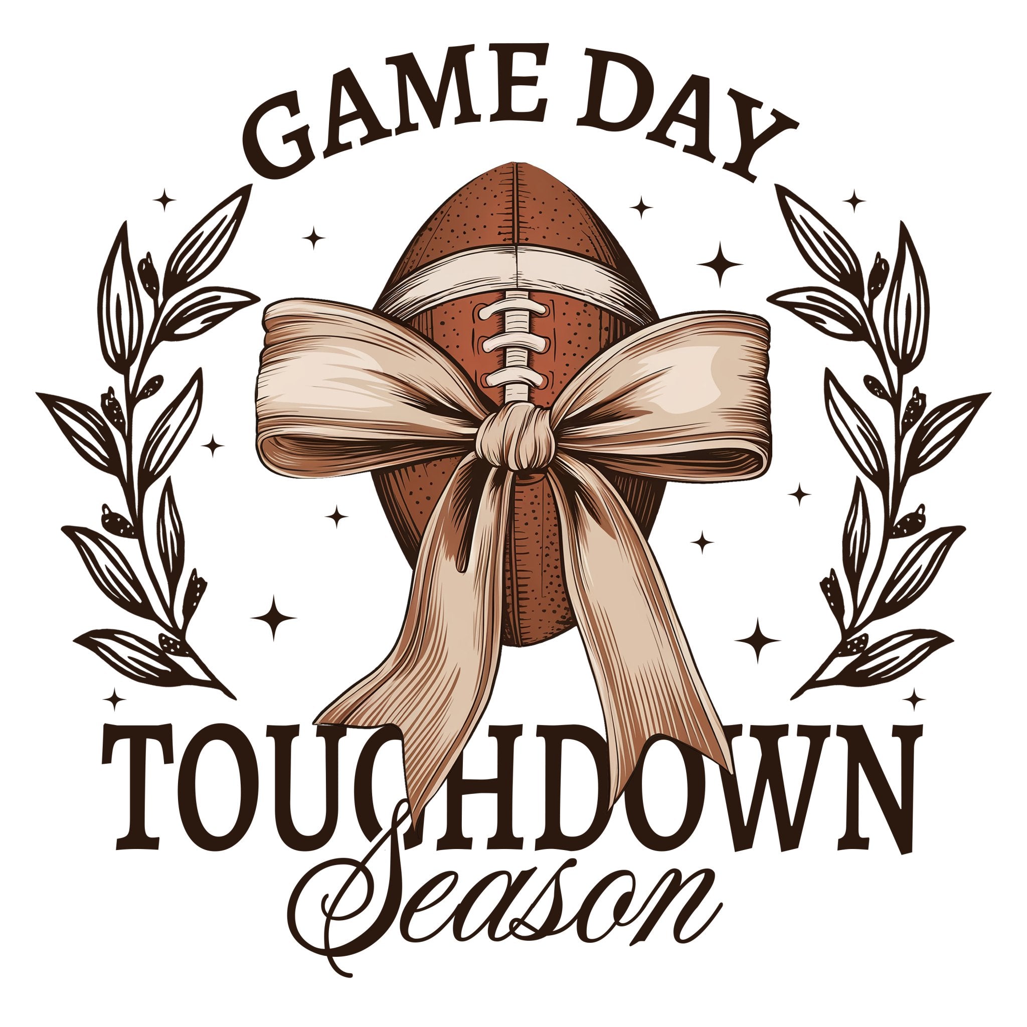 Touchdown Season Bow DTF Transfer - FB14 - My Vinyl Craft