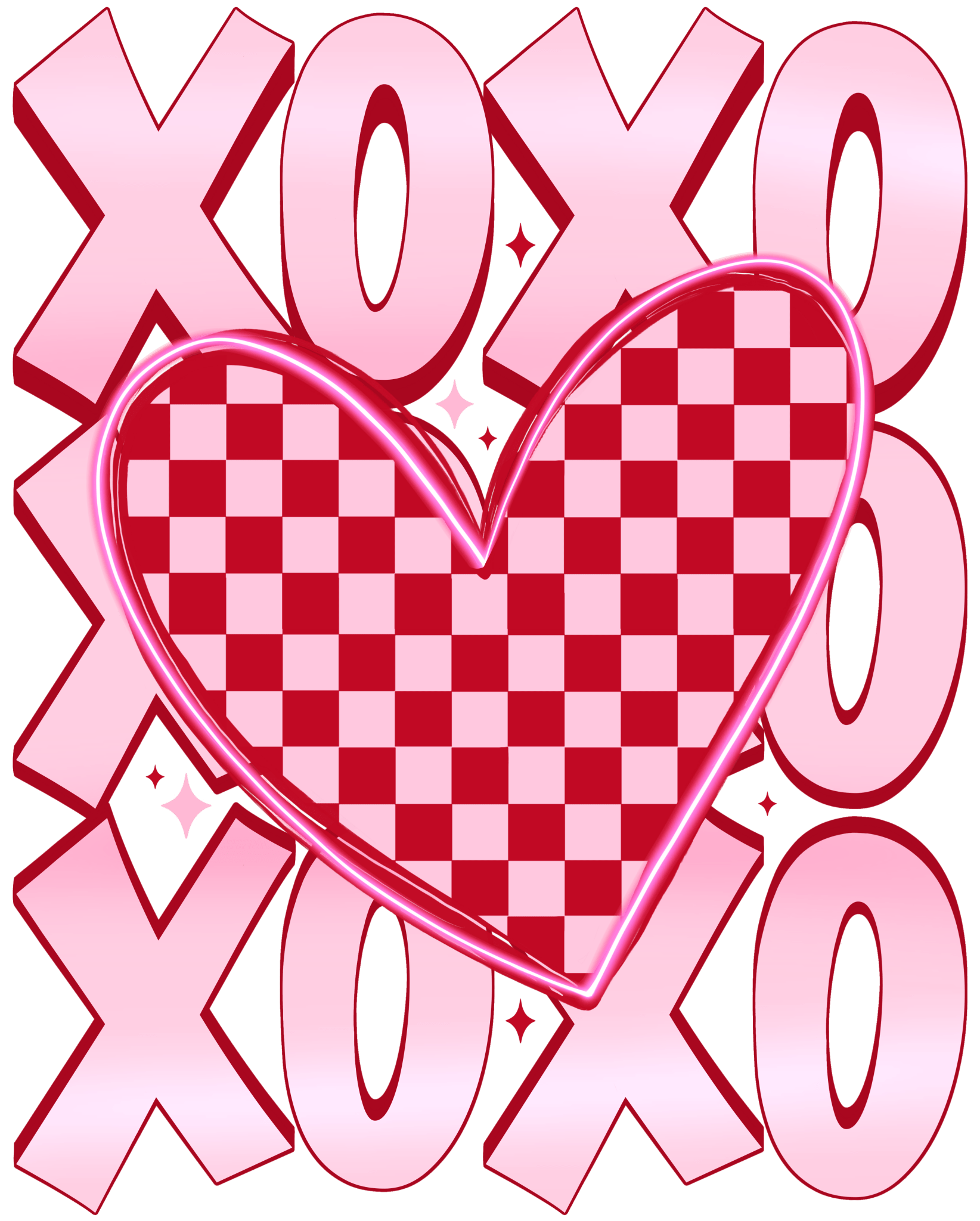 VA24 - XOXO Heart Red/Pink DTF Transfer - My Vinyl Craft