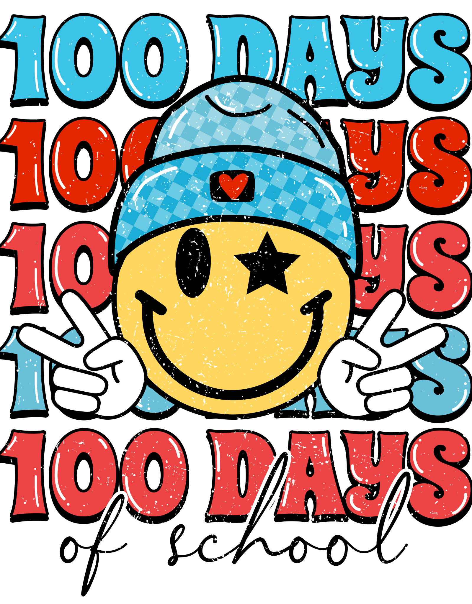 100 Days Smiley Red DTF Transfer - My Vinyl Craft