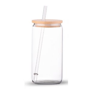 One Piece Libbey Glass Can 16oz with Bamboo lid and Straw – craftmommy
