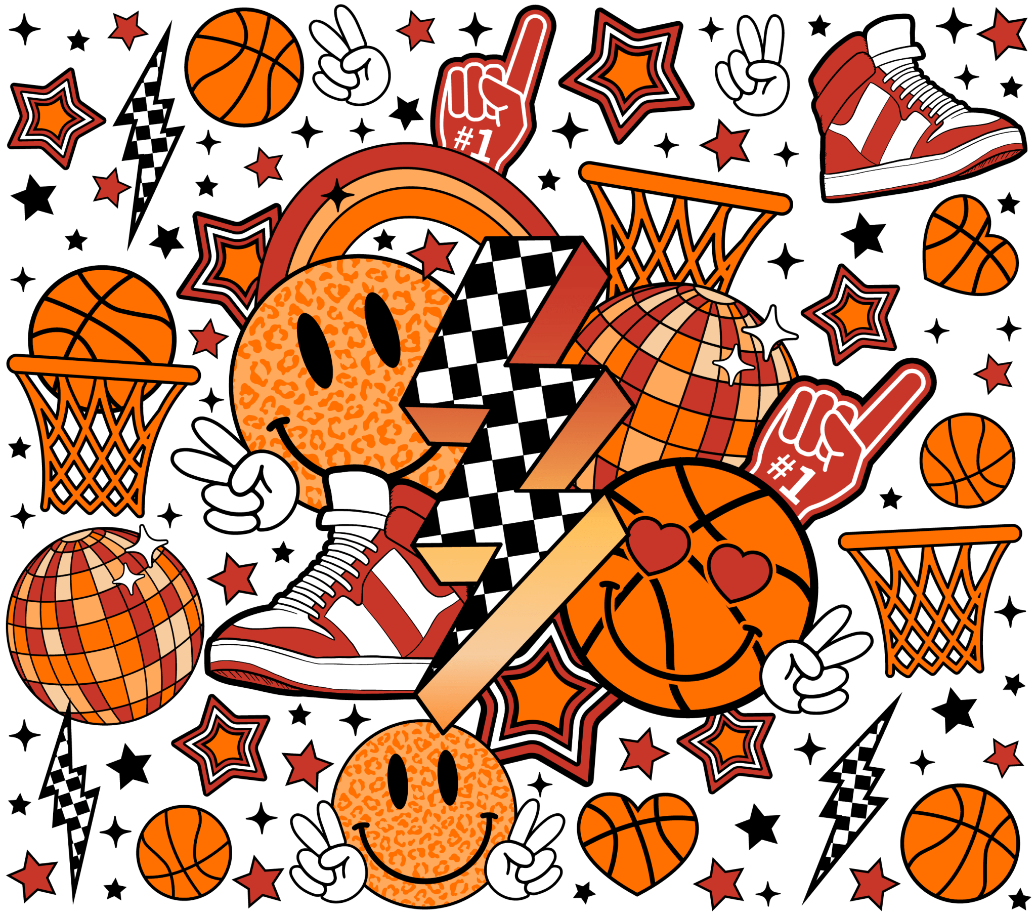 Basketball Bolt UV DTF Cup Wrap - My Vinyl Craft