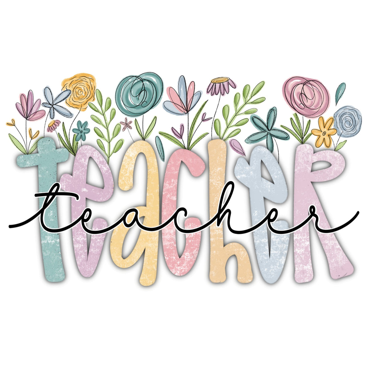 Floral Teacher DTF Transfer | My Vinyl Craft