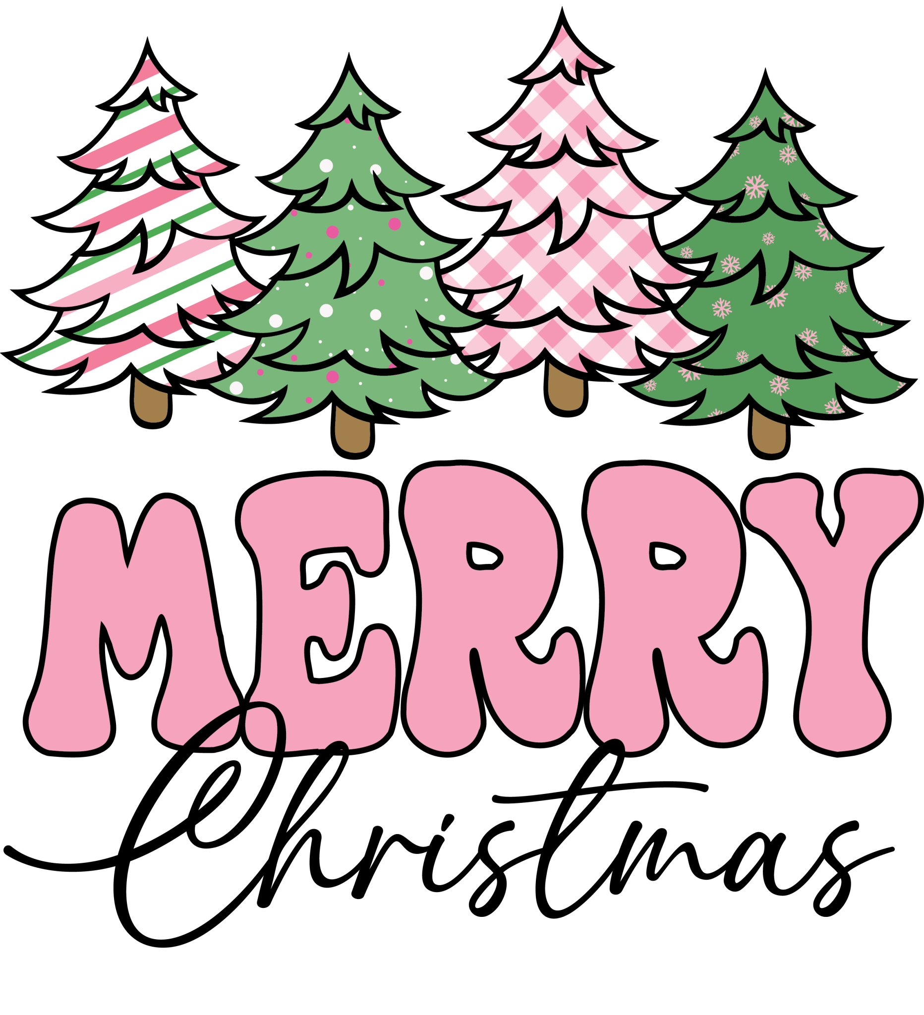 Pink/Green Merry Christmas DTF Transfer - My Vinyl Craft