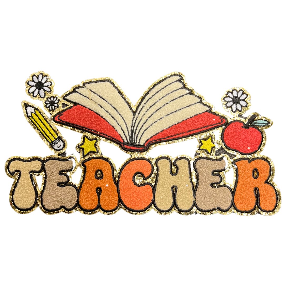 Teacher Book Chenille Patch (Iron-on) - My Vinyl Craft