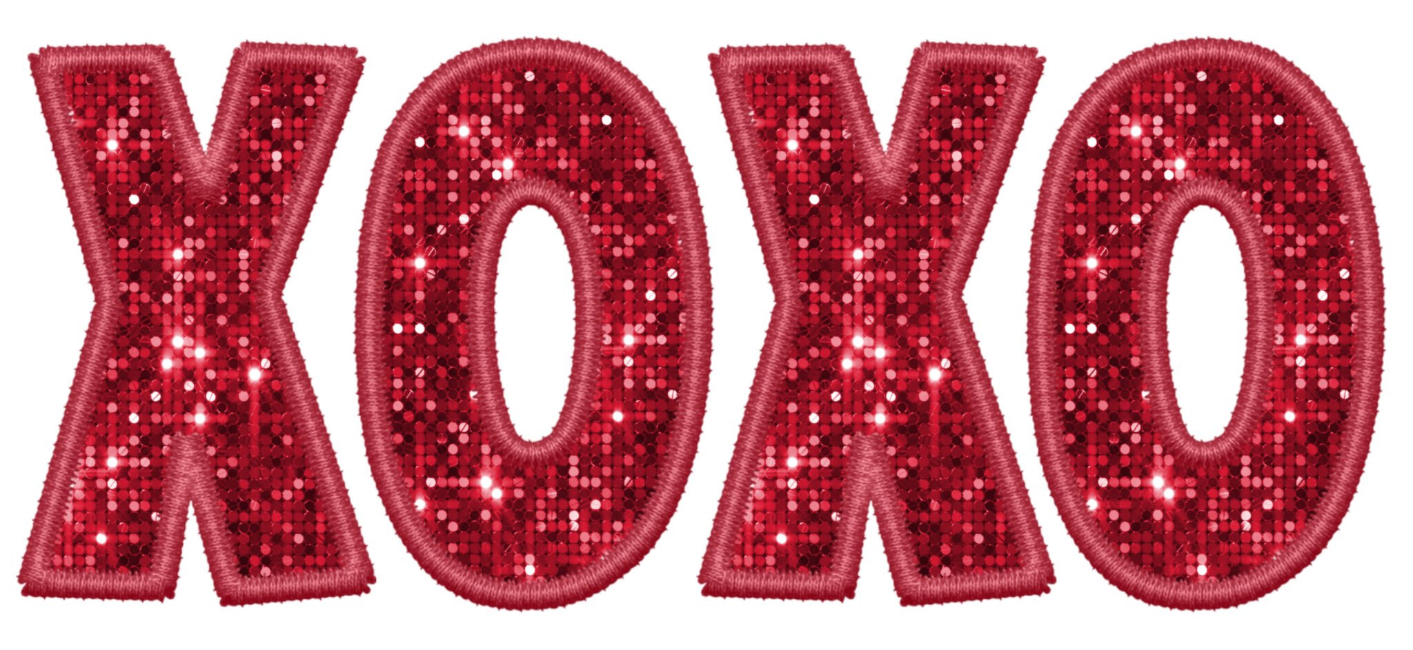 XOXO Red Sequin DTF Transfer - My Vinyl Craft